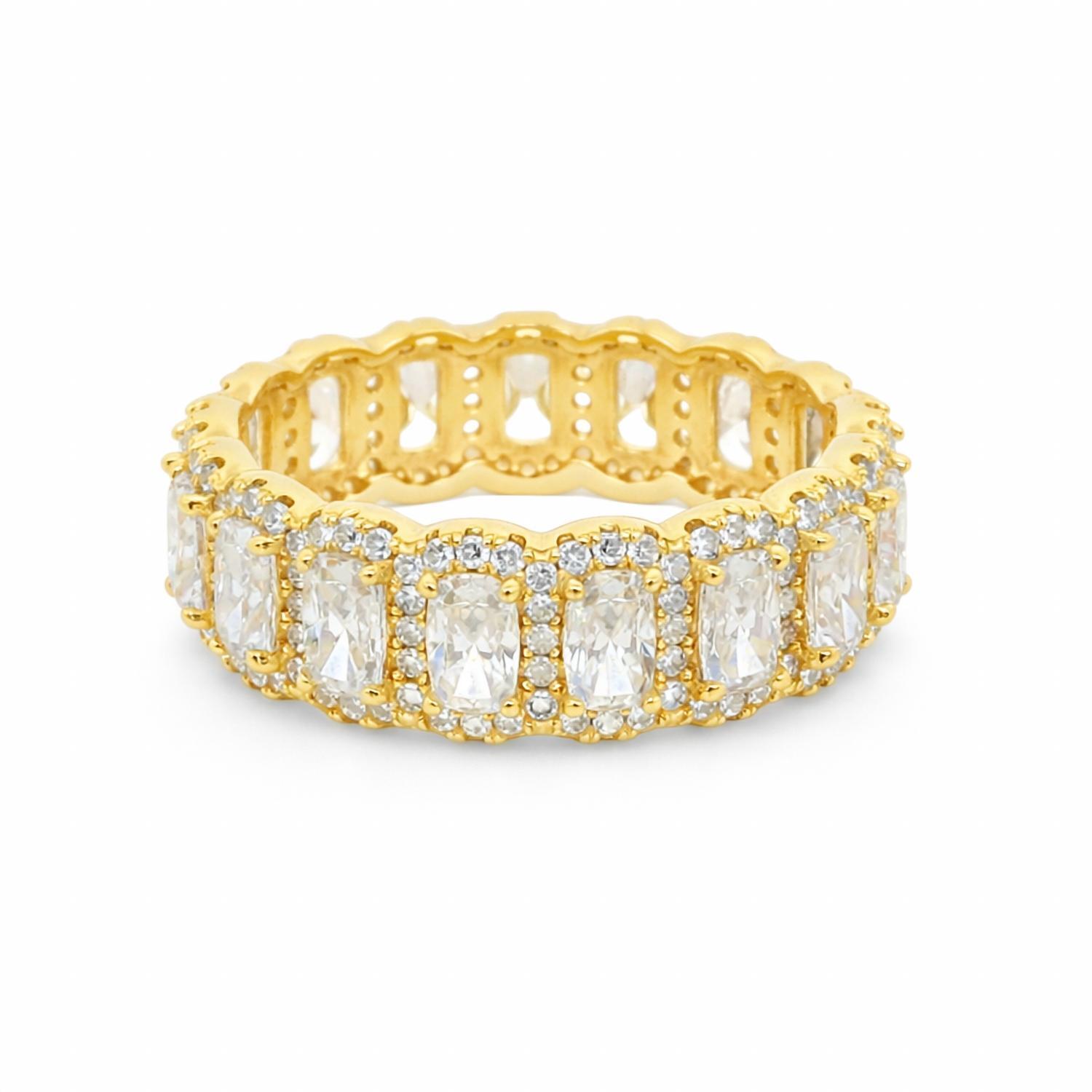 New Allyanna Gifts Women's Moissanite Radiant Cut Halo Eternity Band In Gold